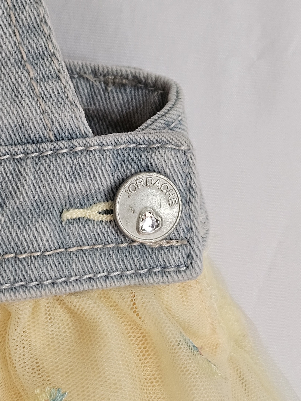 Jordache Denim & Tulle Jumper Dress Toddler Girls Size 3T Floral Embroidered - Picture 8 of 9